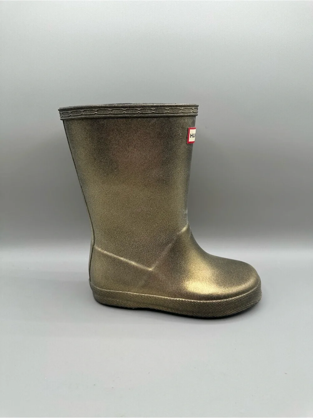 Hunter First Classic Nebula Rain Boots Kids 11 Metallic Gold Iridescent